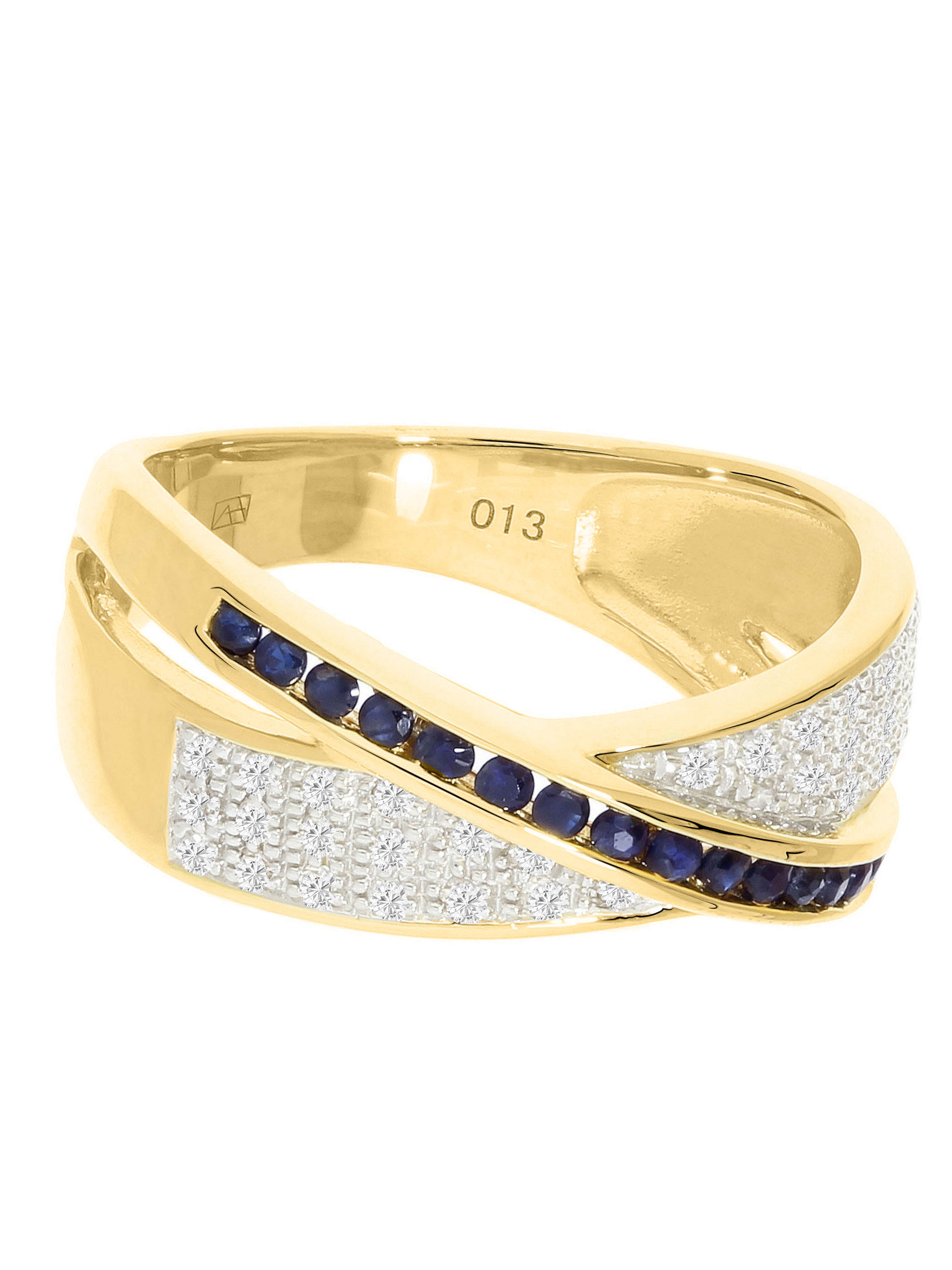 Melvena - Saphir & Diamant Ring mit Edelstein 585 Gold - 0,13ct. - Größe 50