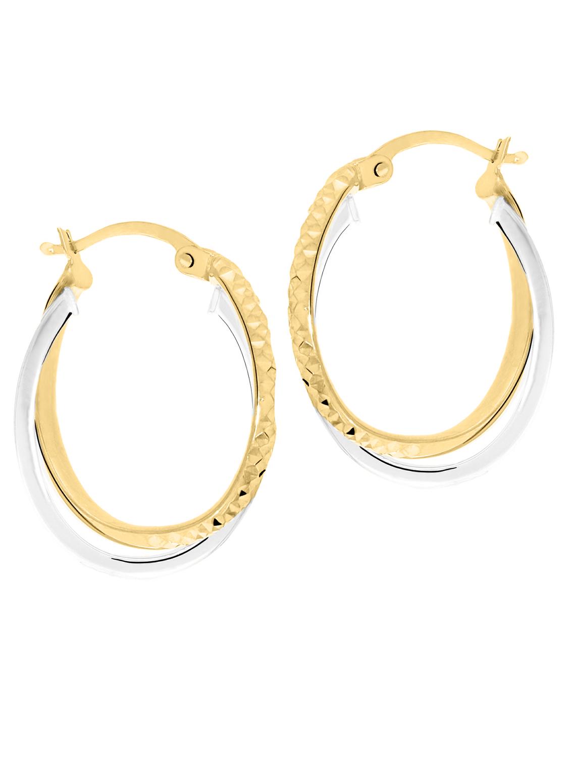Damencreolan aus echtem Gelbgold & Weißgold mit Diamantierung - Juliana | Verschlussansicht