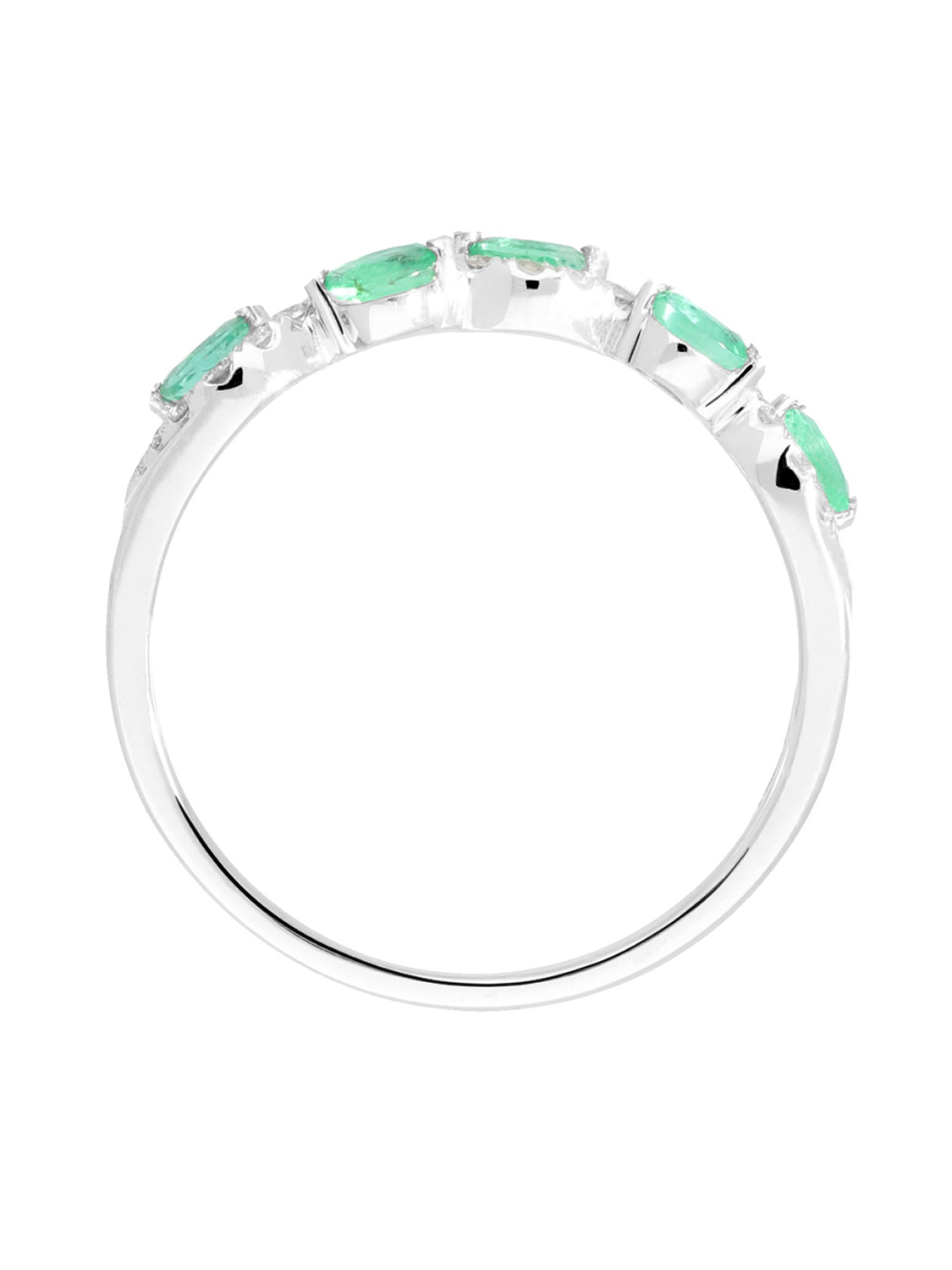 Castania - Diamant Smaragd Ring mit Edelstein 585 Weißgold - 0,17ct. - Größe 58
