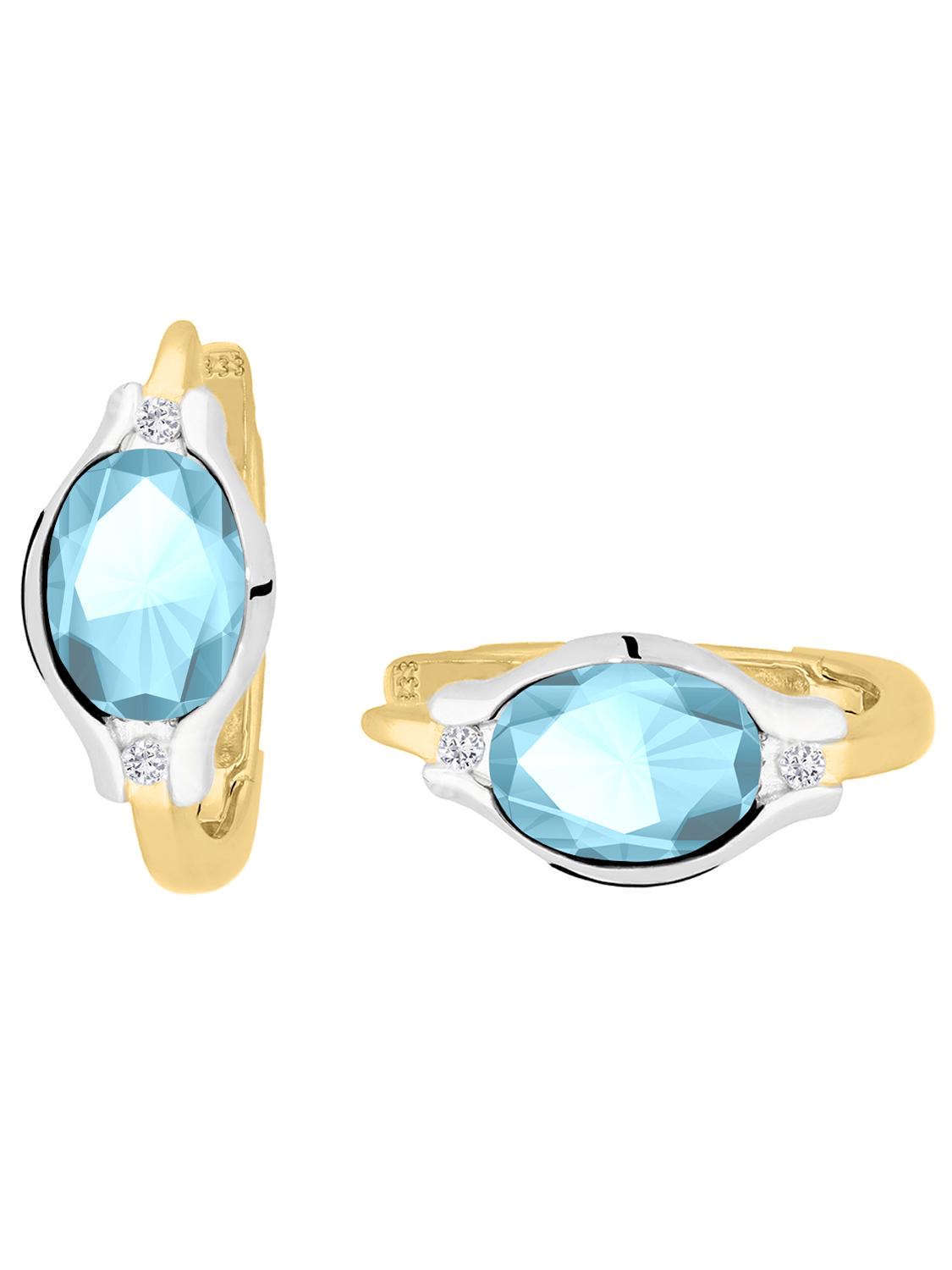 Athene - Damen Ohrringe Gold 375 Blautopas Zirkonia Edelsteinohrringe