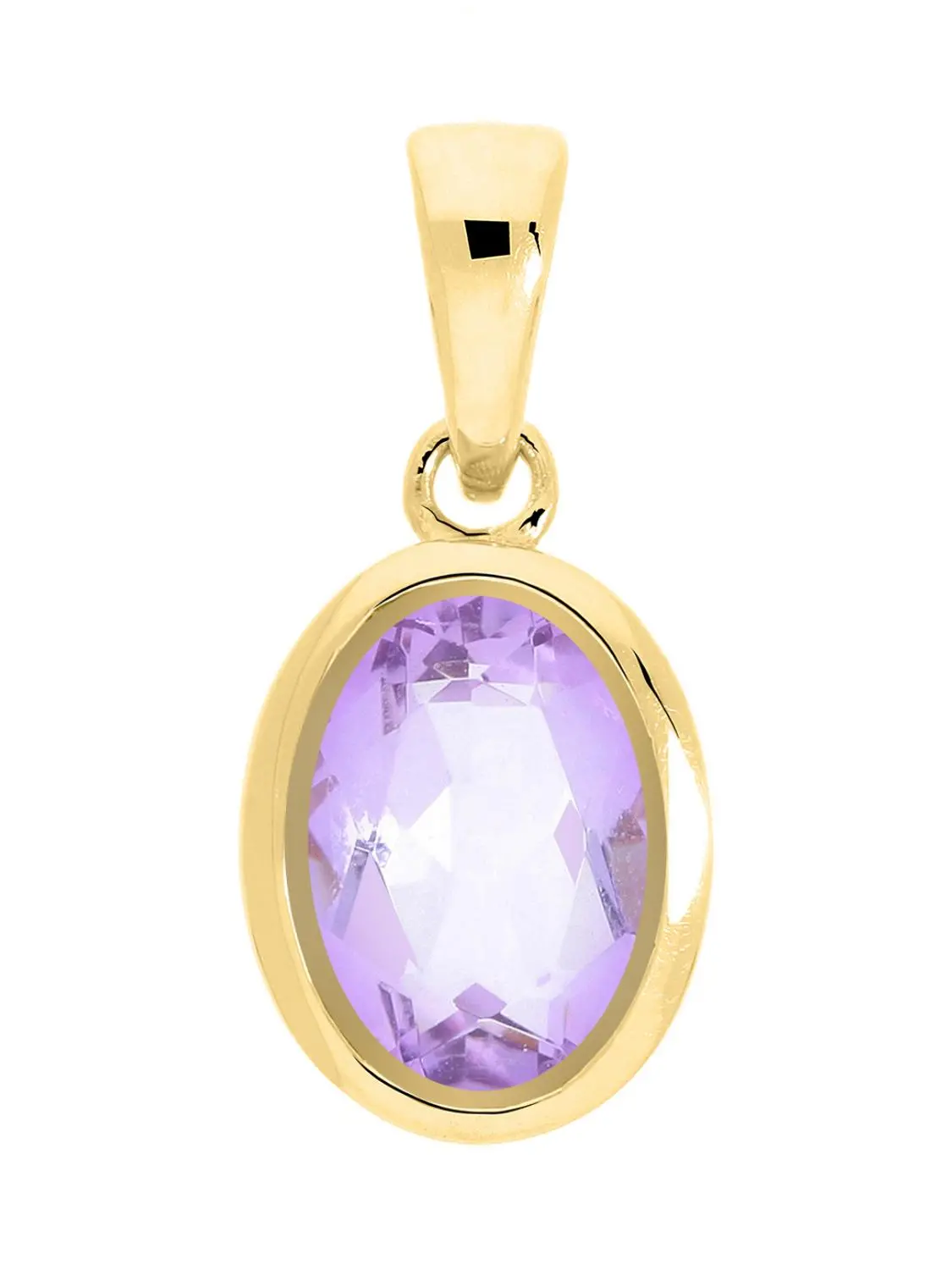 Anhänger für Damen aus echtem Gelbgold mit Amethyst Edelstein - Bianca | Produktansicht
