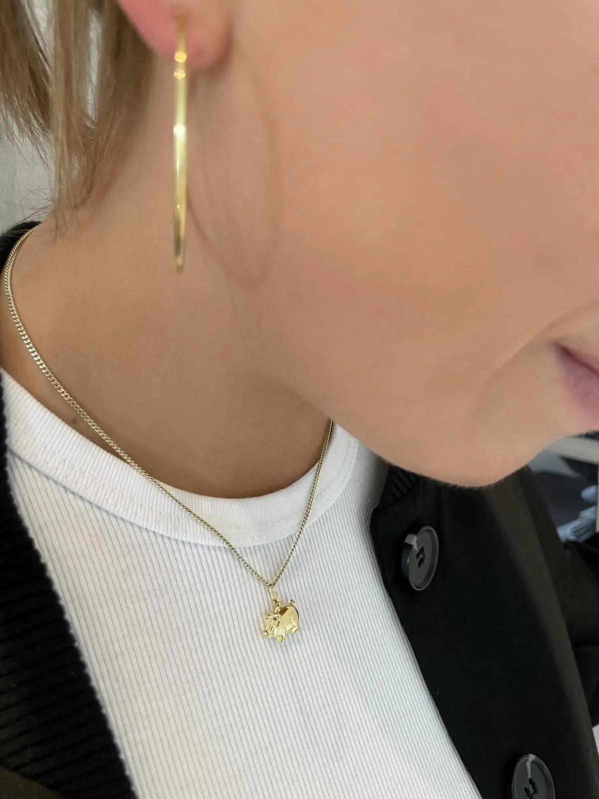 Piggy | 3D Motivanhänger aus echtem Gelbgold | Ansicht 3