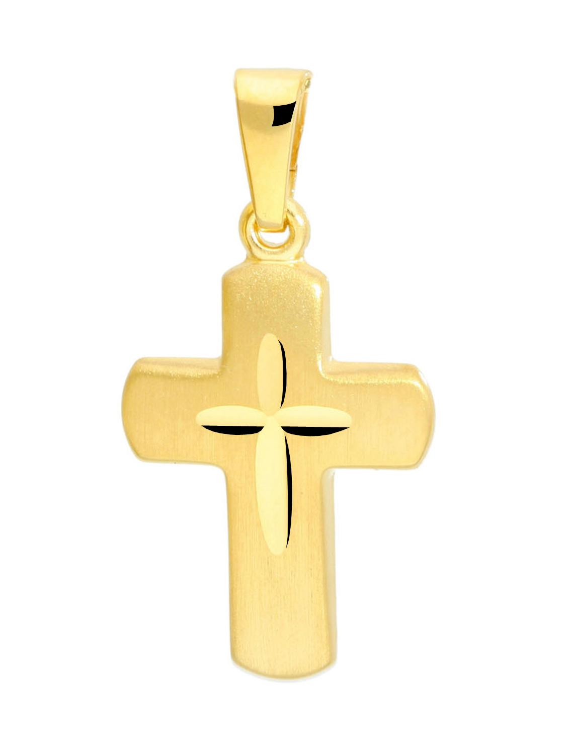Novelle | Kreuzanhänger aus echtem Gelbgold | Ansicht 1