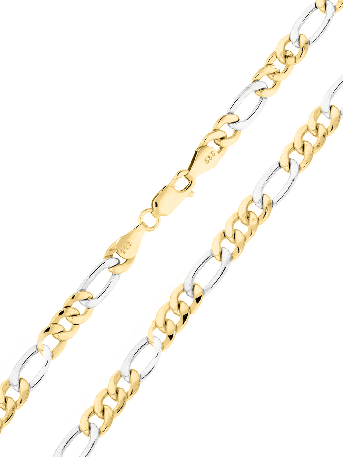 Halskette für Damen und Herren aus echtem Gelbgold und Weißgold - Magali | Produktansicht