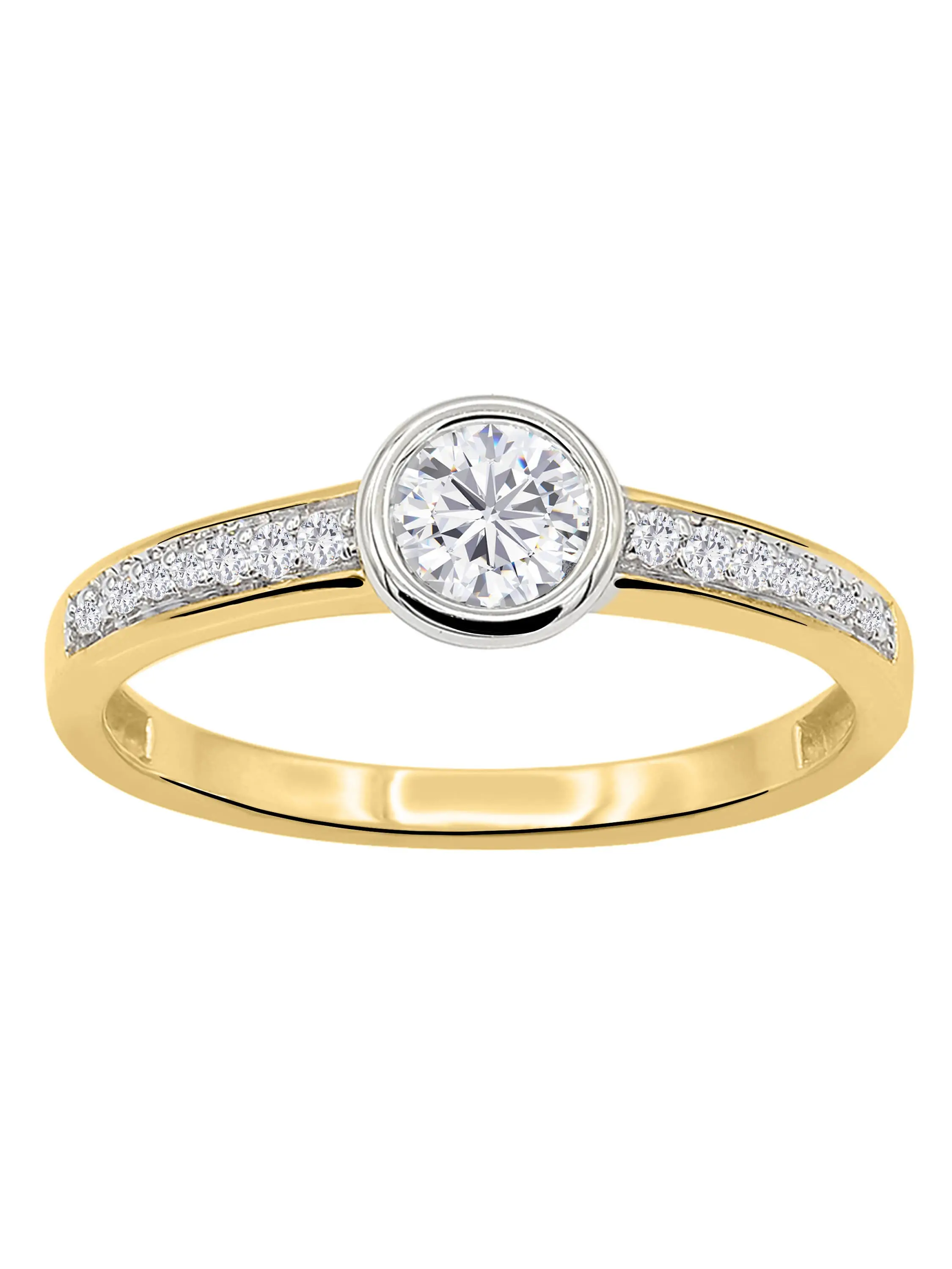 Verlobungsring aus echtem Gelbgold & Weißgold mit Diamanten - Molineux | Detailansicht