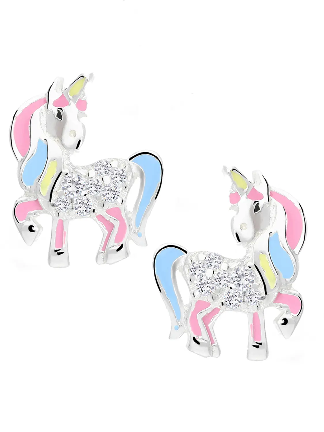 Cindy - Einhorn Ohrstecker für Mädchen 925 Sterling Silber