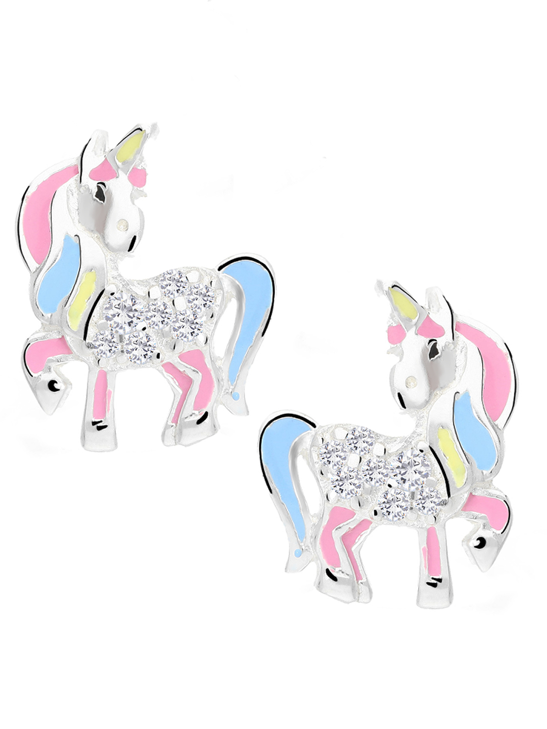 Cindy - Mädchen Ohrringe Ohrstecker Einhorn Silber 925