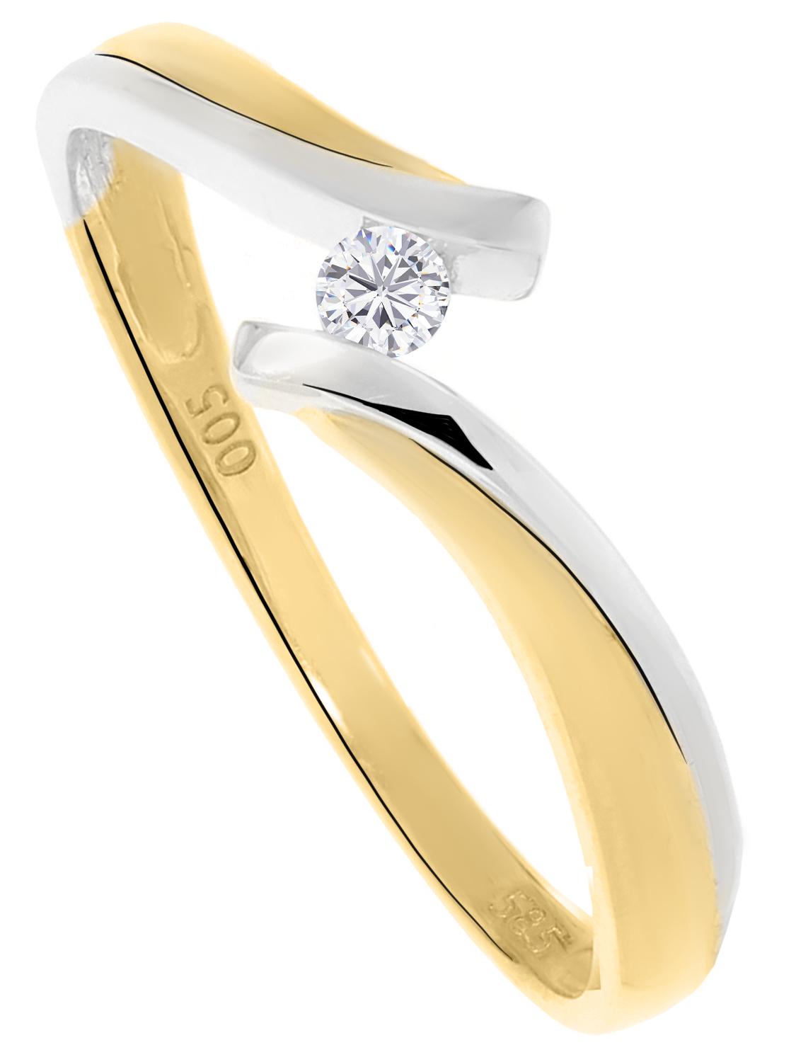 Verlobungsring aus echtem Gelbgold & Weißgold mit Diamant - Diamond Life | Produktansicht