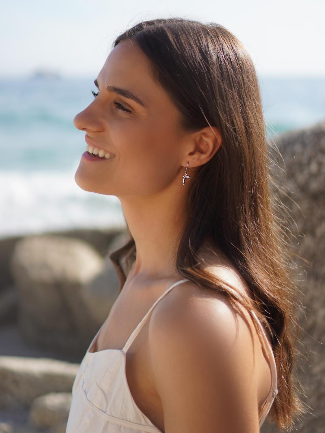 Ohrringe hängend Damen & Mädchen Silber 925 ohne Stein Delfin | Delfino