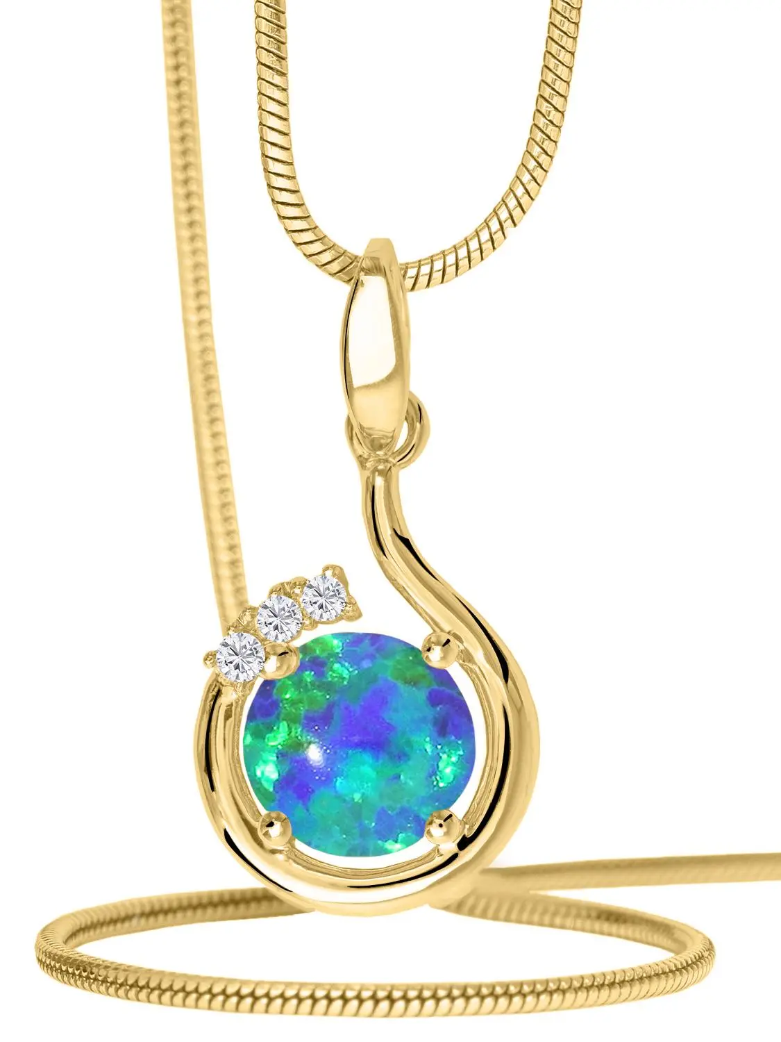 Sals | Anhänger aus Gold mit echtem Opaltriplette Edelstein & Zirkonia | Ansicht 4