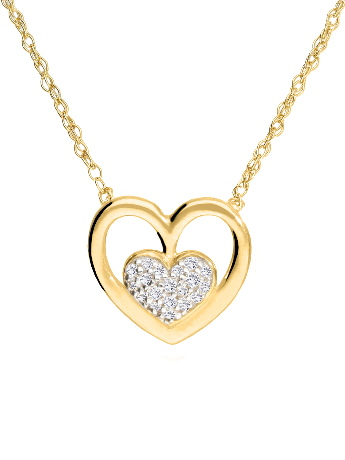 Halskette mit Damenanhänger aus echtem Gelbgold mit Diamant - Madia | Produktansicht
