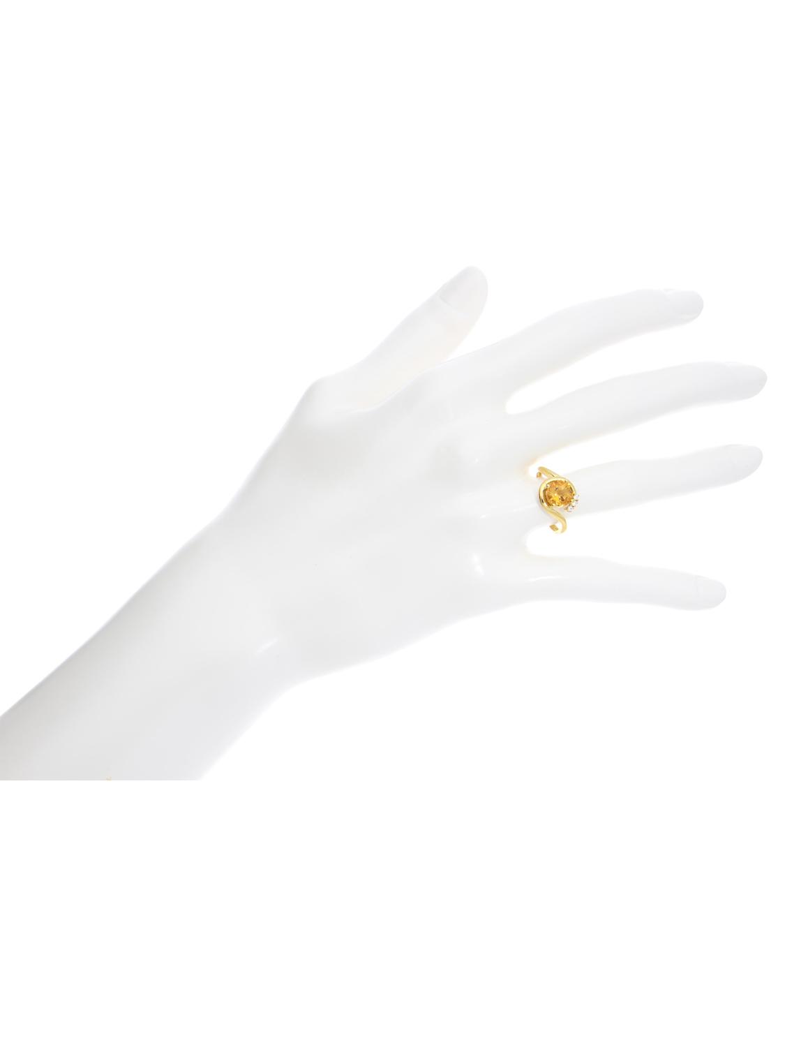 Damenring aus echtem Gelbgold mit weißen Zirkonia & Citrin Edelstein - Sala | Büstenansicht