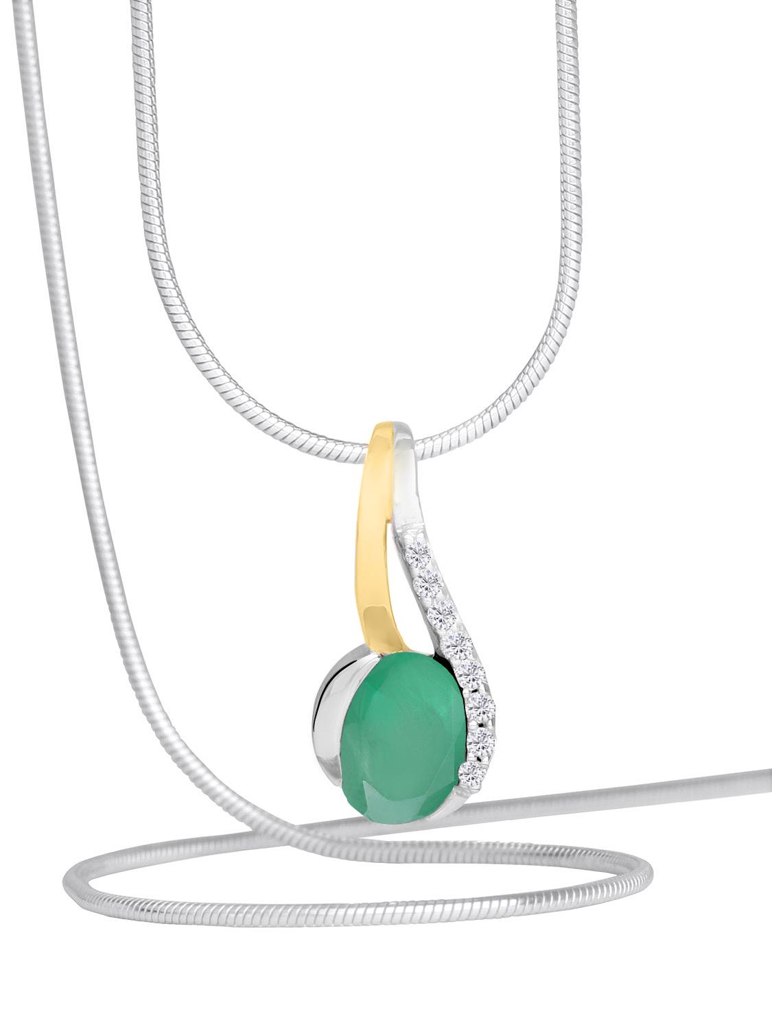 Maia | Anhänger aus echtem Gelbgold mit Smaragd & Zirkonia | Ansicht 5 Maia | Anhänger aus echtem Gelbgold mit Smaragd & Zirkonia | Ansicht 5