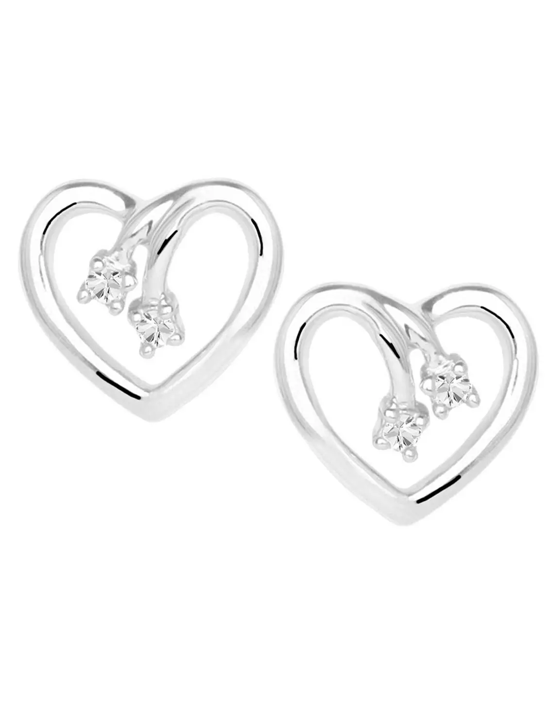 Damenohrringe aus echtem Weißgold mit Diamant - Heartbeater | Produktansicht