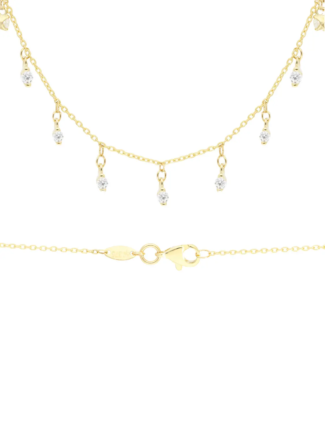 Halskette aus echtem Gelbgold mit Zirkonia - Gala | Detailansicht mit Verschluss