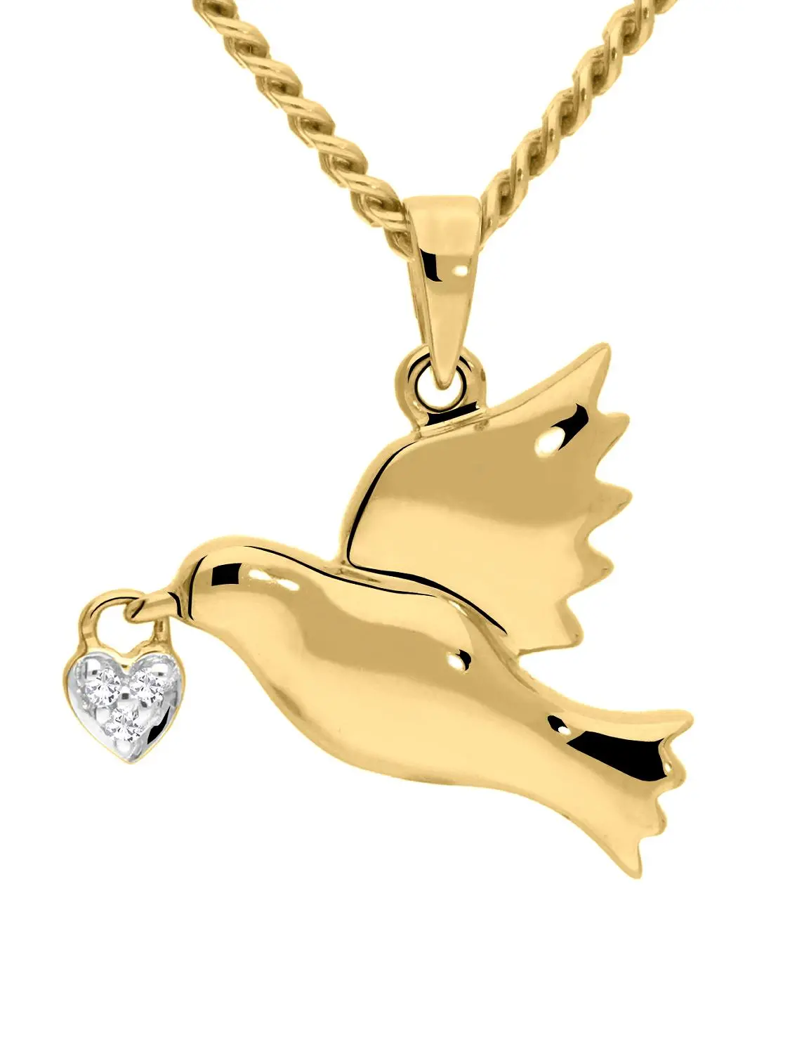 Tanja - Taube Herz Anhänger 585 Gold mit Diamant - 0,01ct.
