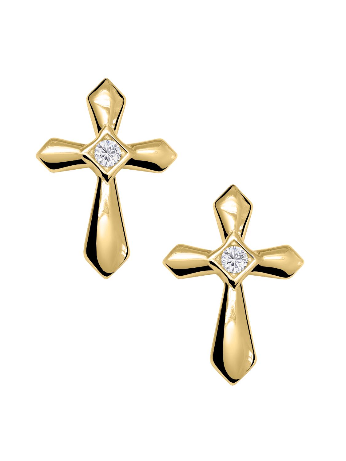 Faith - Damen & Mädchen Ohrringe 750 Gold Kreuze mit Zirkonia Faith - Damen & Mädchen Ohrringe 750 Gold Kreuze mit Zirkonia