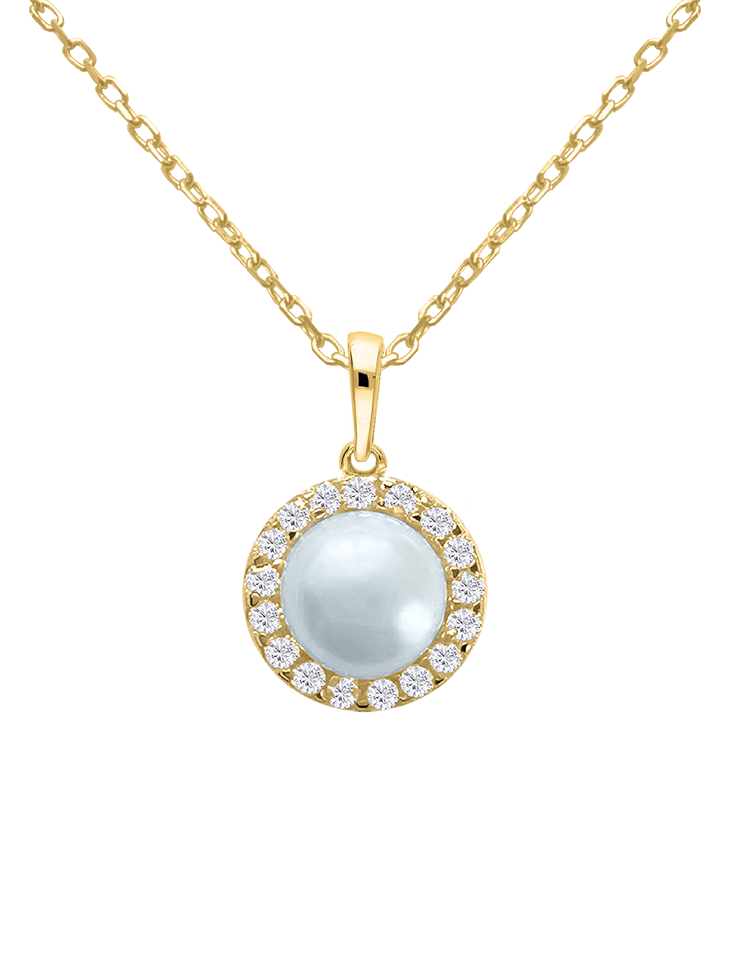 Alessa - Zirkonia Perle 925 Silber Schmuckset - Vergoldet