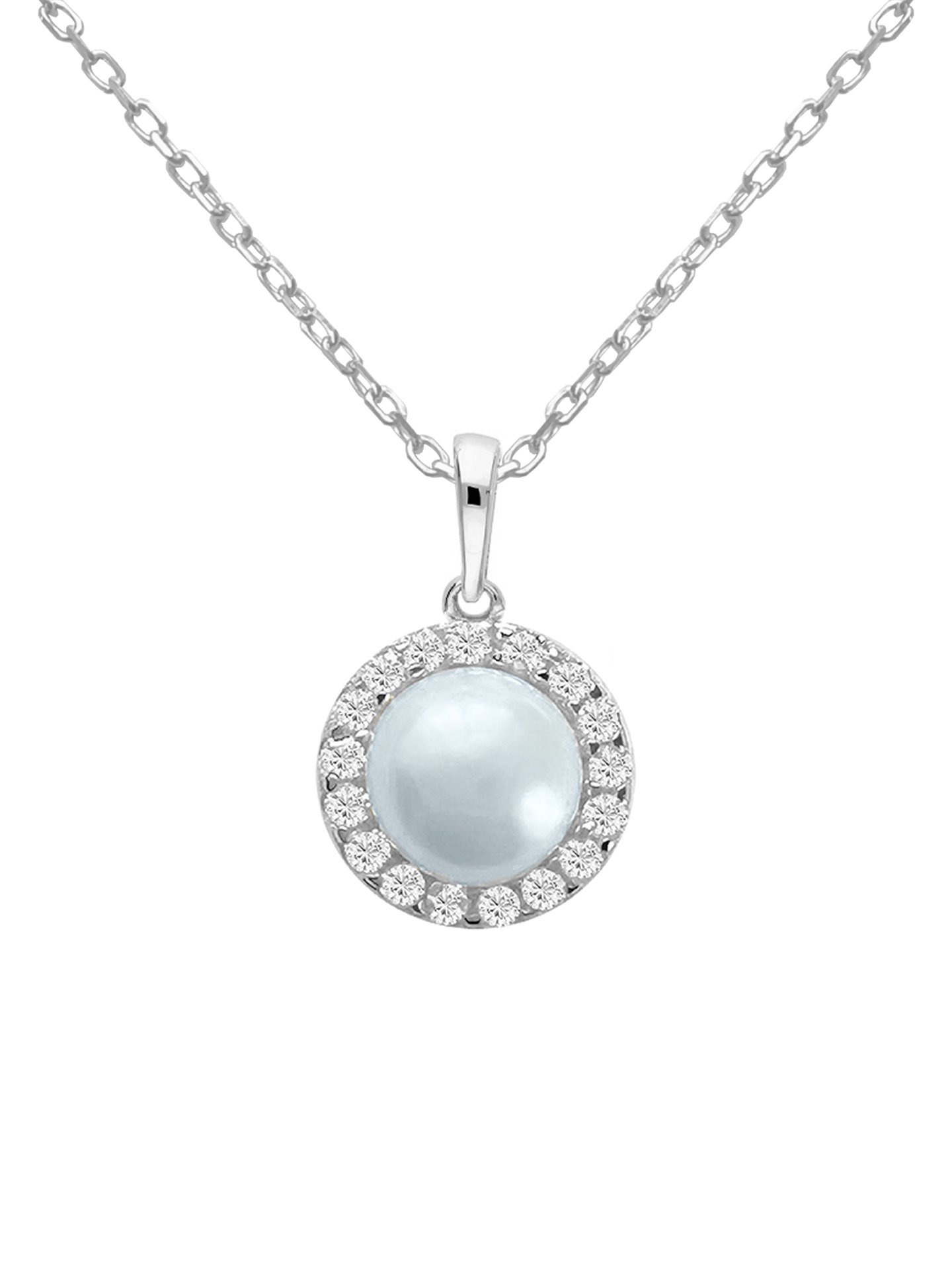 Halskette mit Anhänger aus echtem Sterlingsilber mit Süßwasserperle - Alessa | Detailansicht