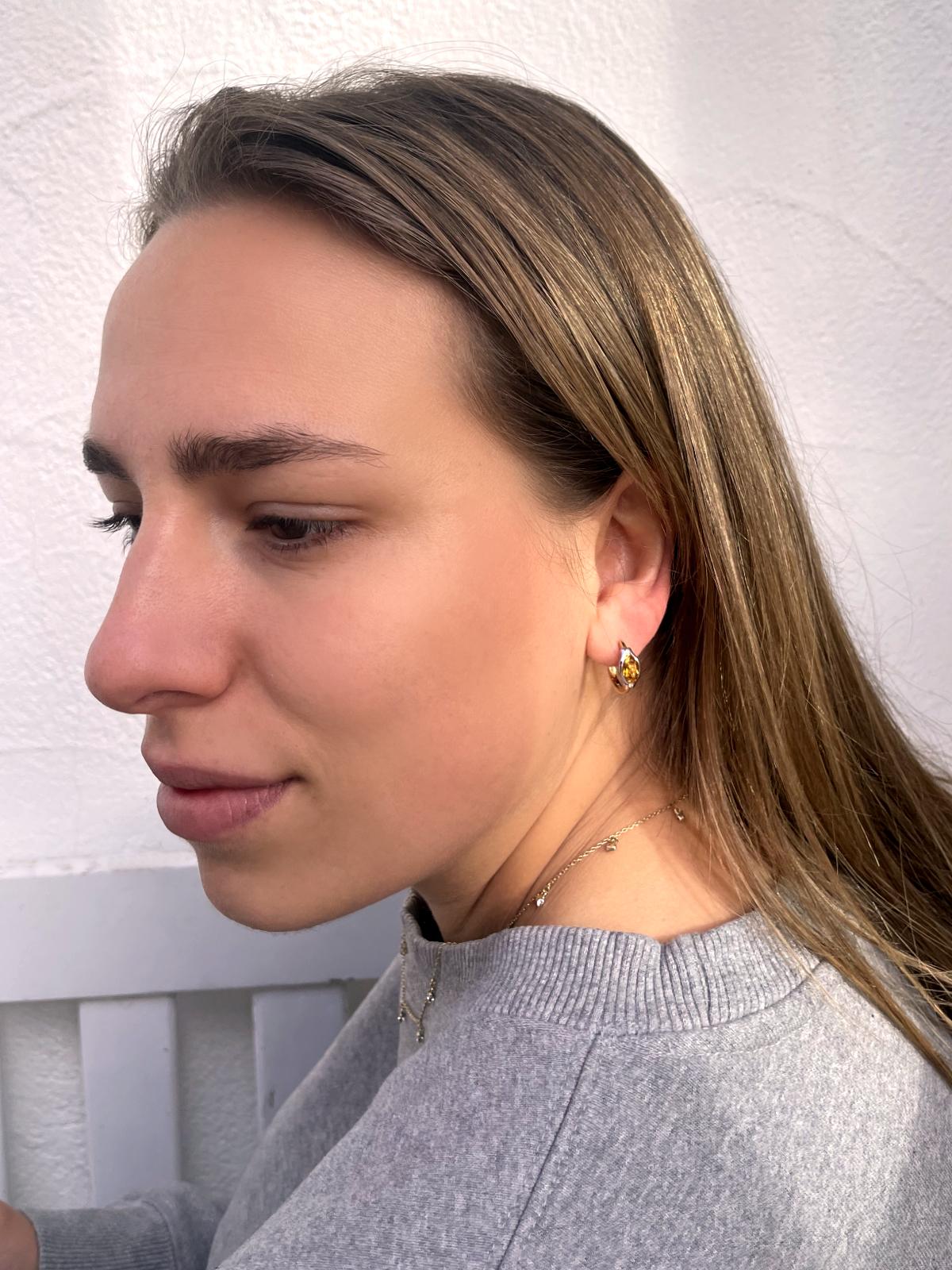 Ohrringe Damen Gold 375 mit Citrin & Zirkonia | Athene