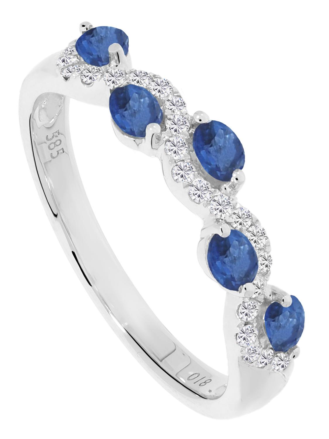Castania | Ring aus echtem Weißgold - Saphir | Ansicht 1