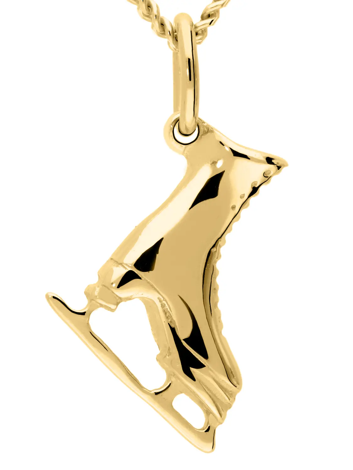 Anhänger für Damen & Herren aus echtem Gelbgold (Motiv Schlittschuh) - Iceberg | Seitenansicht