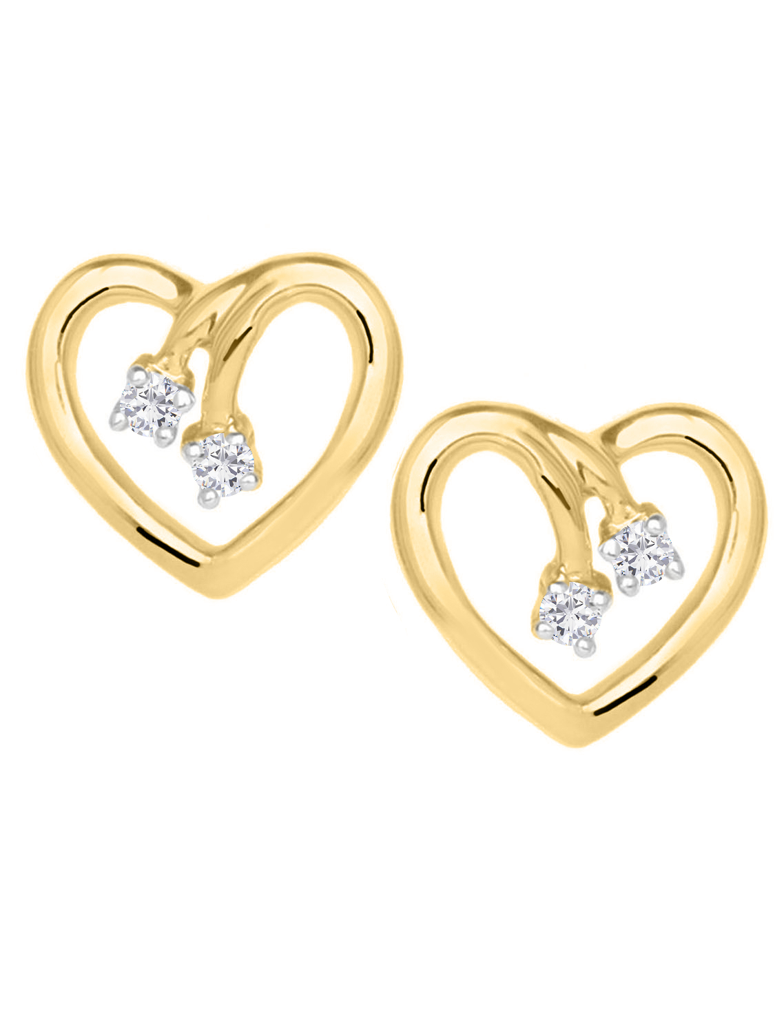Damenohrringe aus echtem Gelbgold mit Diamant - Heartbeater | Produktansicht