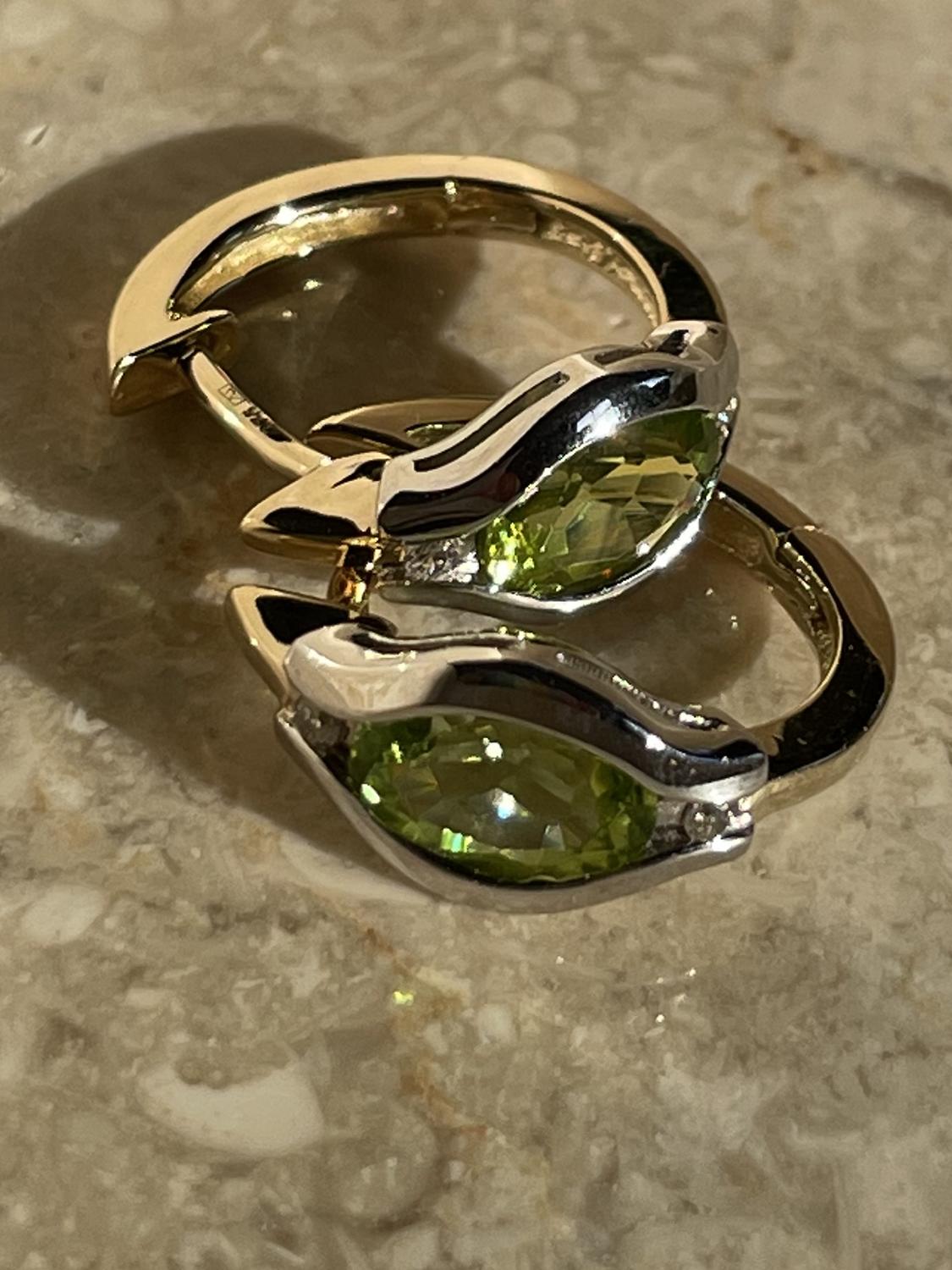 Athene - Damen Ohrringe Gold 375 Peridot Zirkonia Edelsteinohrringe