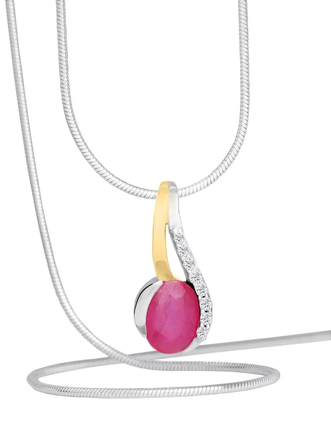 Maia | Anhänger aus echtem Gelbgold mit Rubin & Zirkonia | Ansicht 6