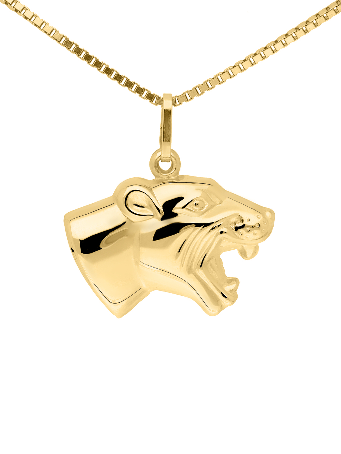 Anhänger für Damen und Herren aus echtem Gelbgold (Motiv Panther) - Pantherkopf | Rückansicht
