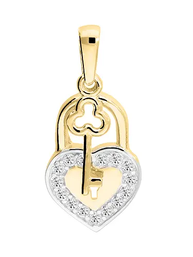 Damenanhänger aus echtem Gelbgold mit Zirkonia - Renee | Produktansicht