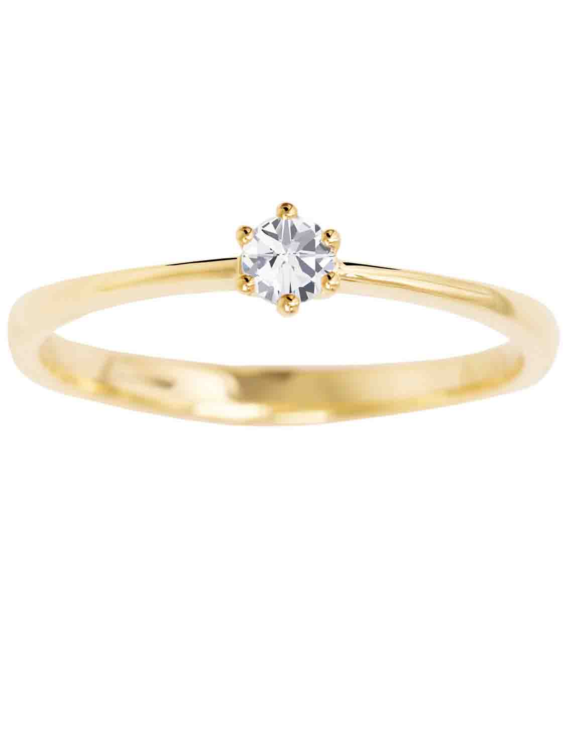 Verlobungsring aus echtem Gelbgold mit Diamant - Golden Love | Detailansicht