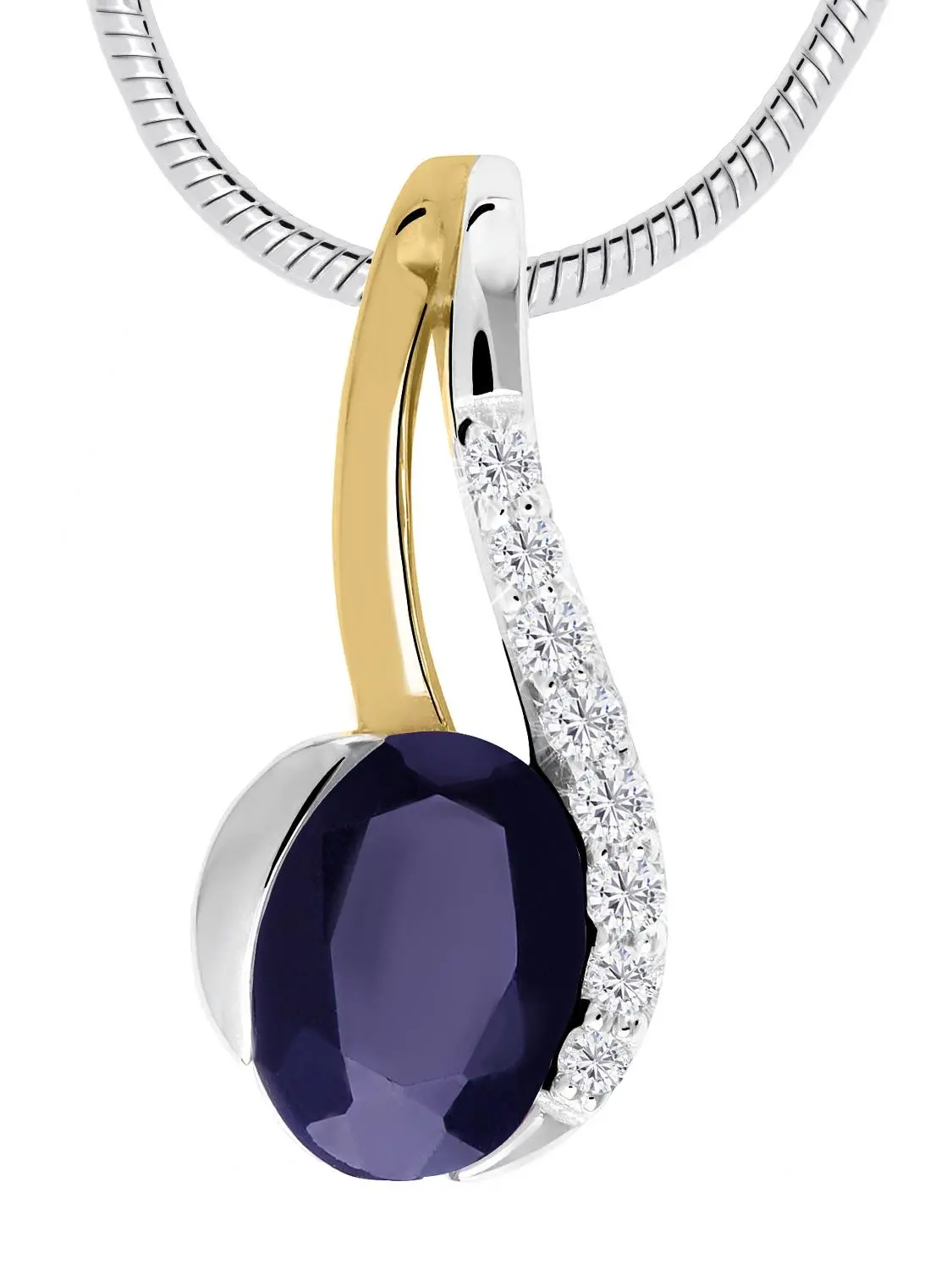 Maia | Anhänger aus echtem Gelbgold mit Saphir & Zirkonia | Ansicht 2 Maia | Anhänger aus echtem Gelbgold mit Saphir & Zirkonia | Ansicht 2