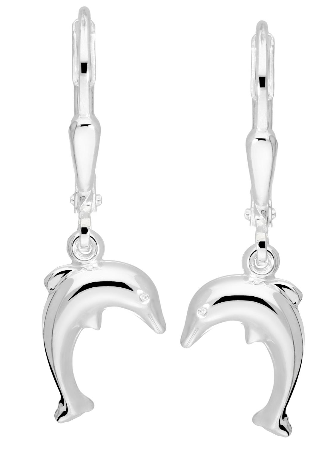 Ohrringe hängend Damen & Mädchen Silber 925 ohne Stein Delfin | Delfino