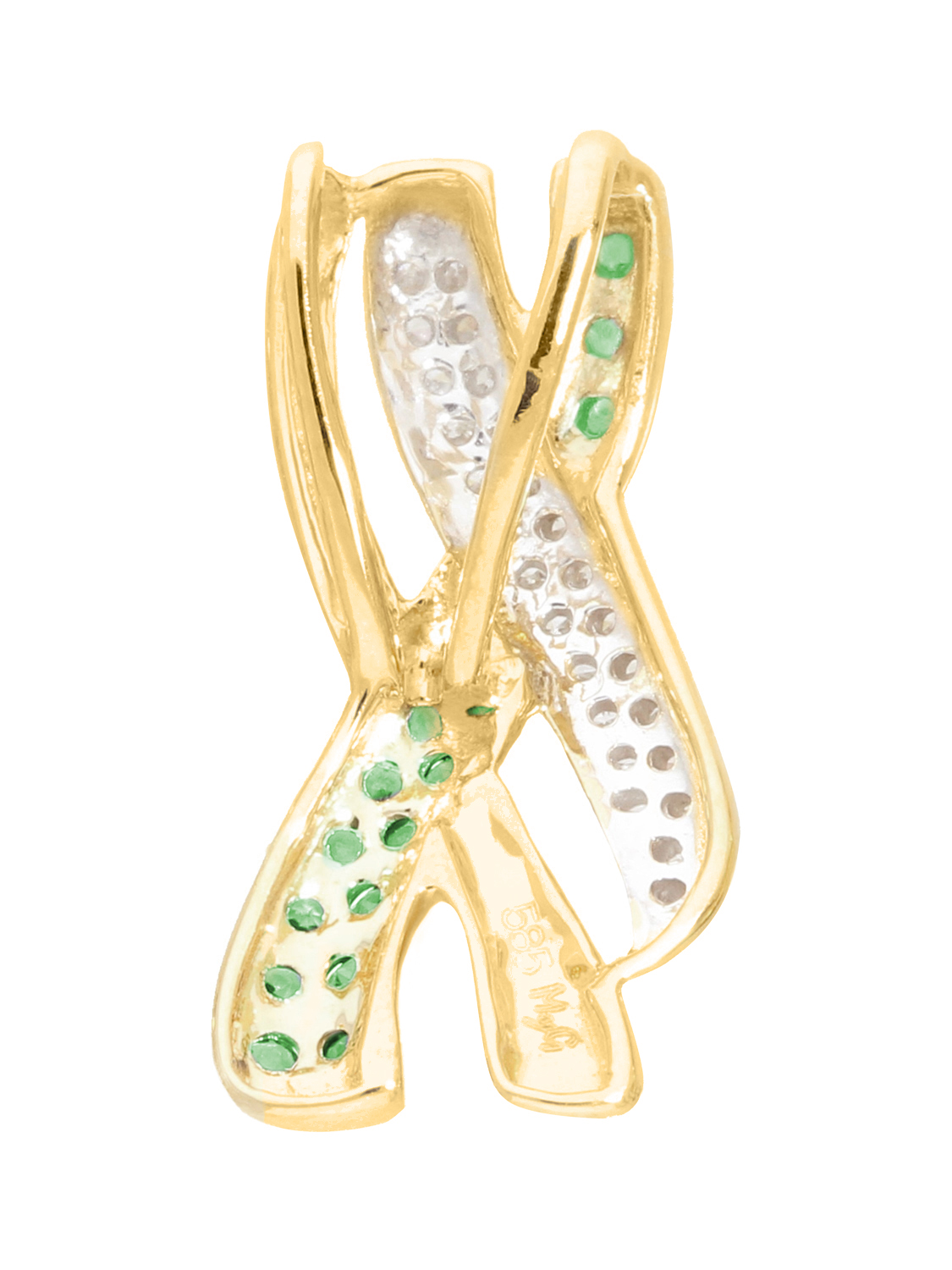 Damenanhänger aus echtem Gelbgold mit Diamant & Smaragd Edelsteinen - Jacotte | Rückansicht