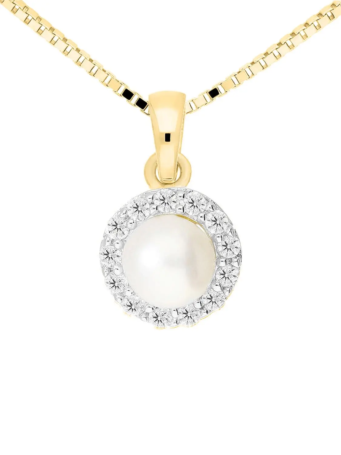 Damenanhänger aus echtem Gelbgold mit Zirkonia & Süßwasserperle - Scarlett | Detailansicht