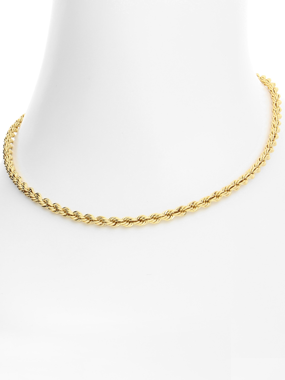 Halskette aus echtem Gelbgold (Kordelkete) - Lavflame | Büstenansicht