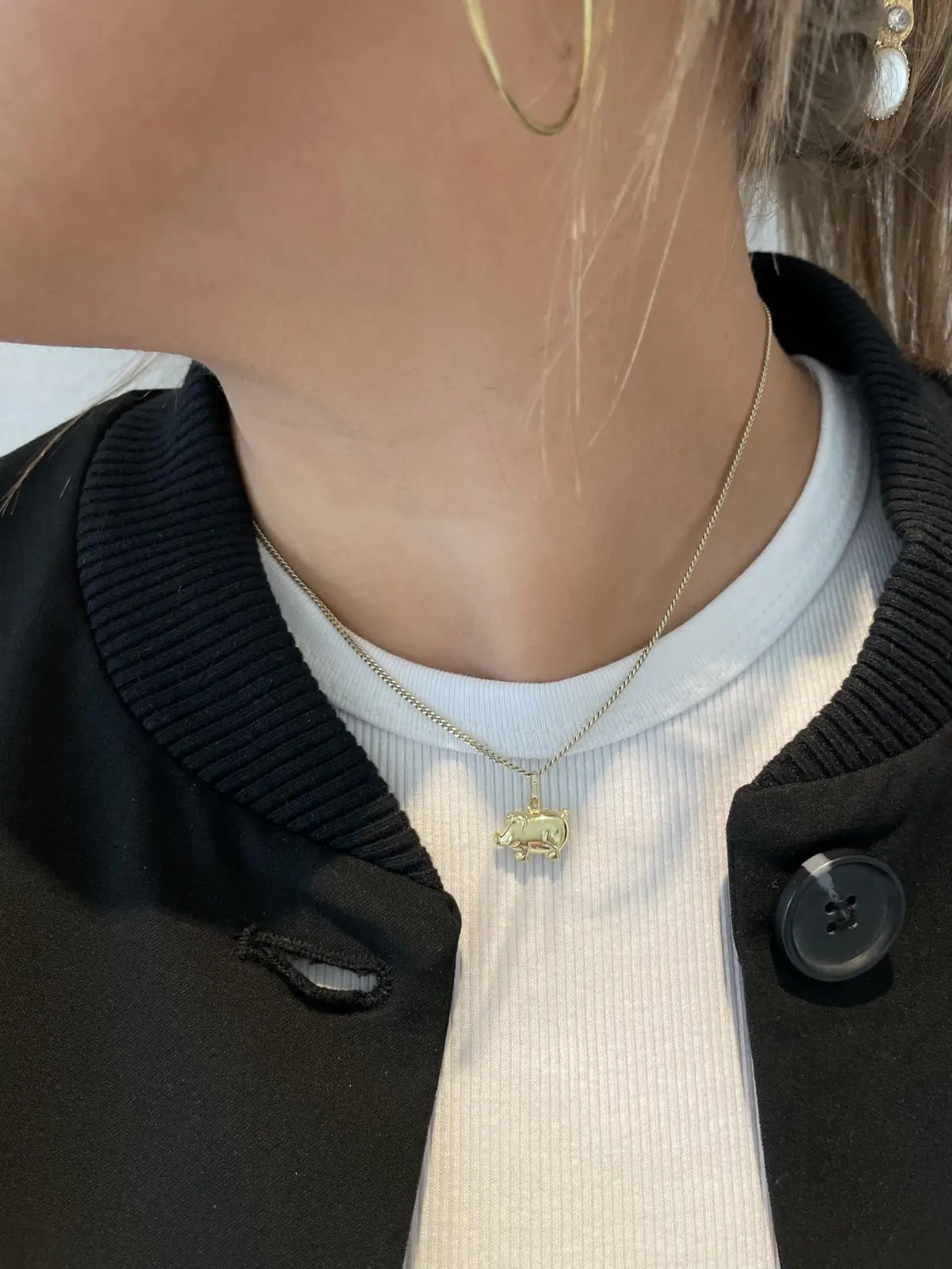 Piggy | 3D Motivanhänger aus echtem Gelbgold | Ansicht 2