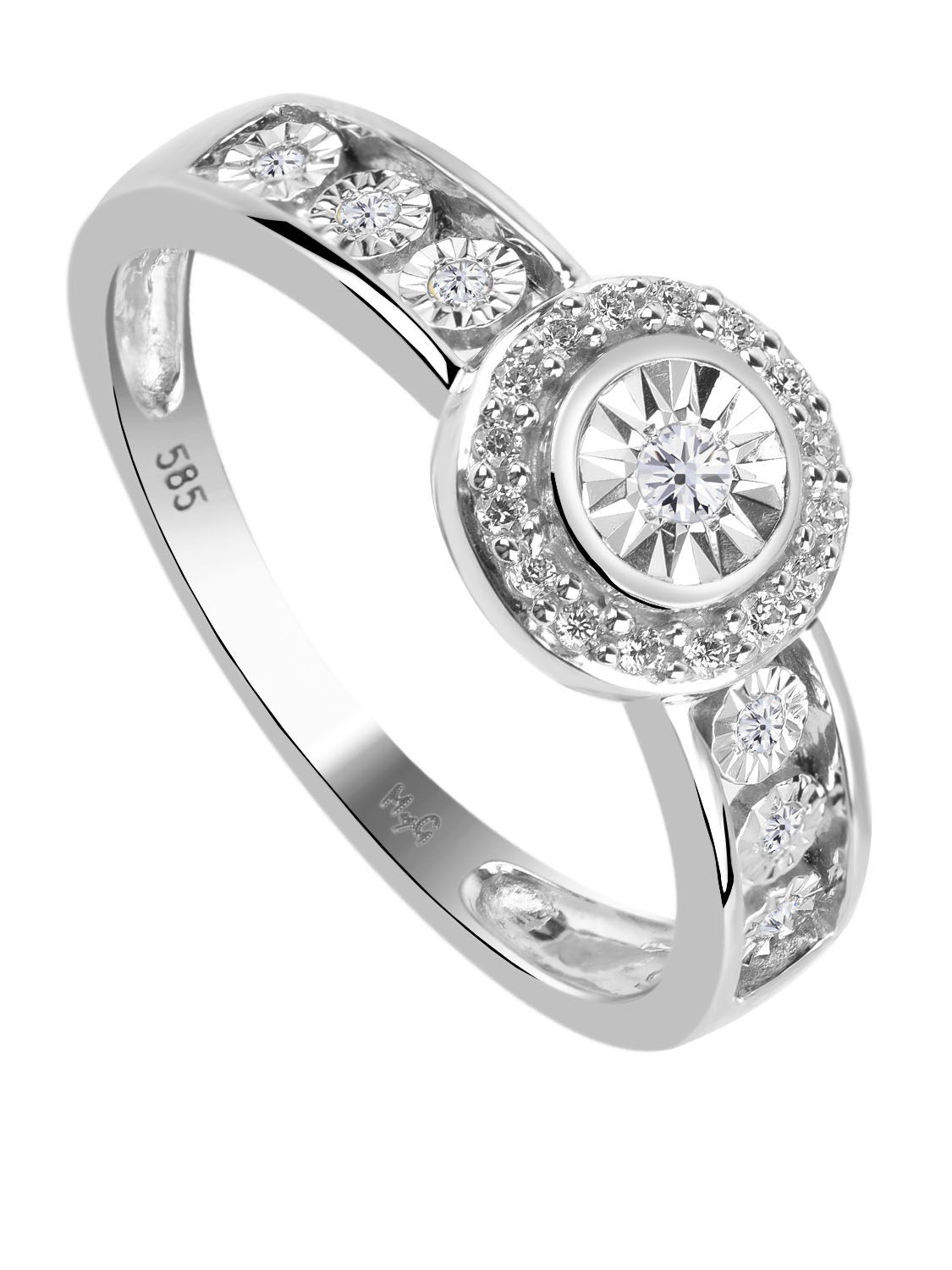 Ring aus echtem Weißgold mit Diamant - Jana |  Produktansicht