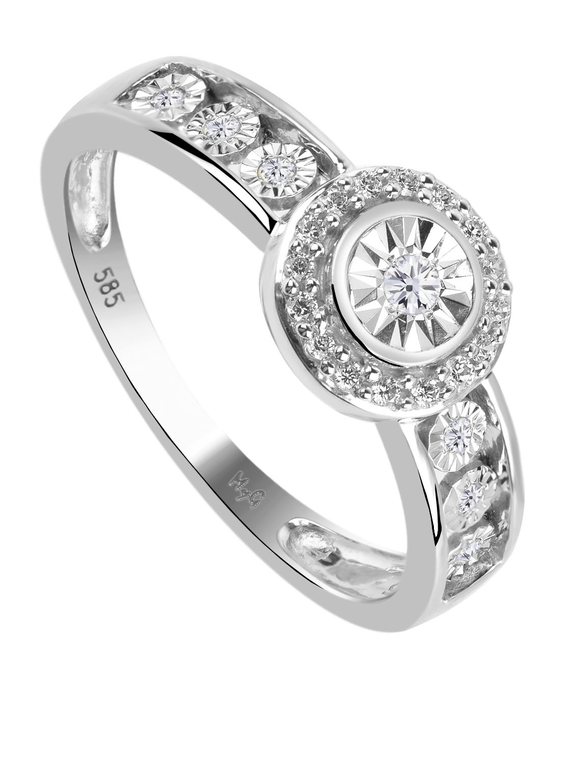Ring aus echtem Weißgold mit Diamant - Jana | Produktansicht