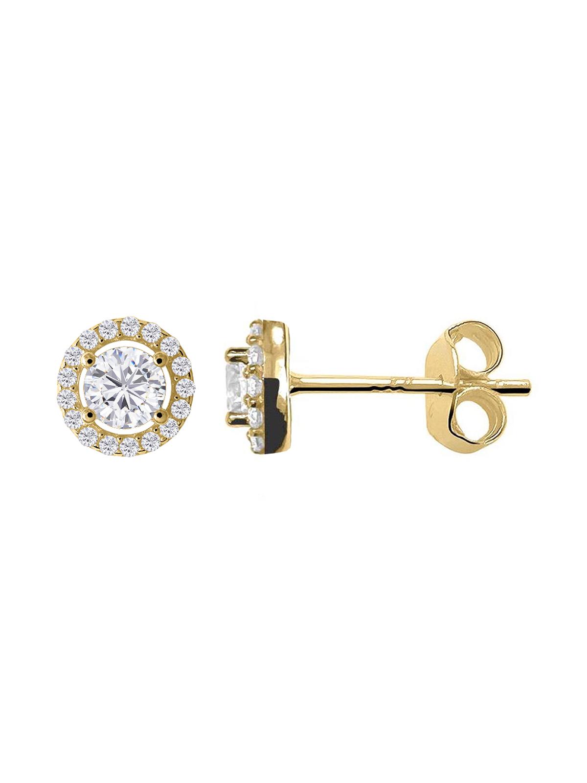 Damenohrringe aus echtem Gelbgold mit Zirkonia - Heathery | Seitenansicht