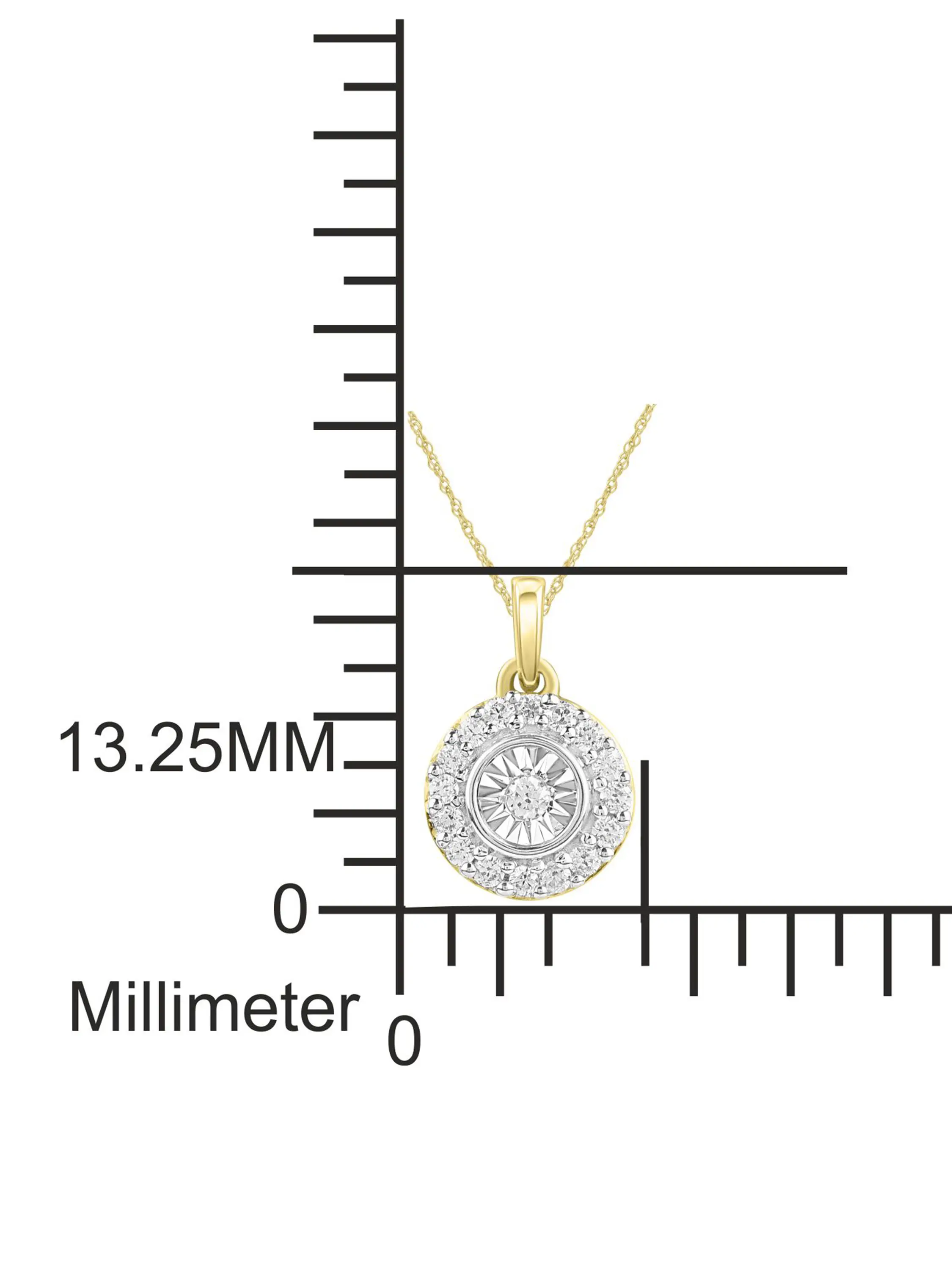Damenanhänger aus echtem Gelbgold mit Diamanten - Jana | Rückansicht