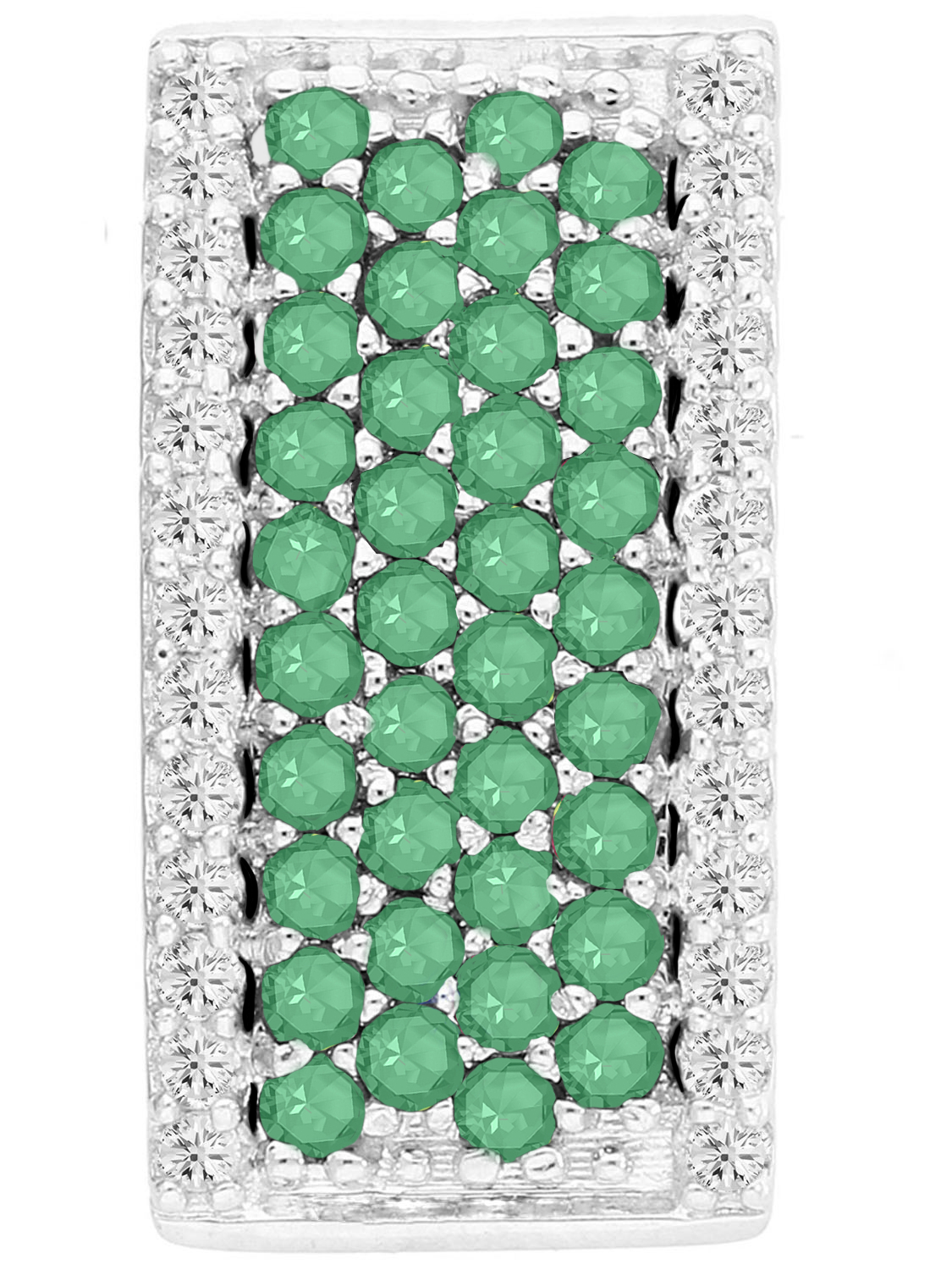 Damenanhänger aus echtem Weißgold mit Diamant & Smaragd Edelsteinen - Panache | Produktansicht