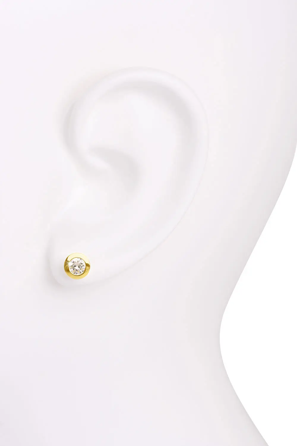 Damenohrringe aus echtem Gelbgold mit Zirkonia - Christy | Büstenansicht