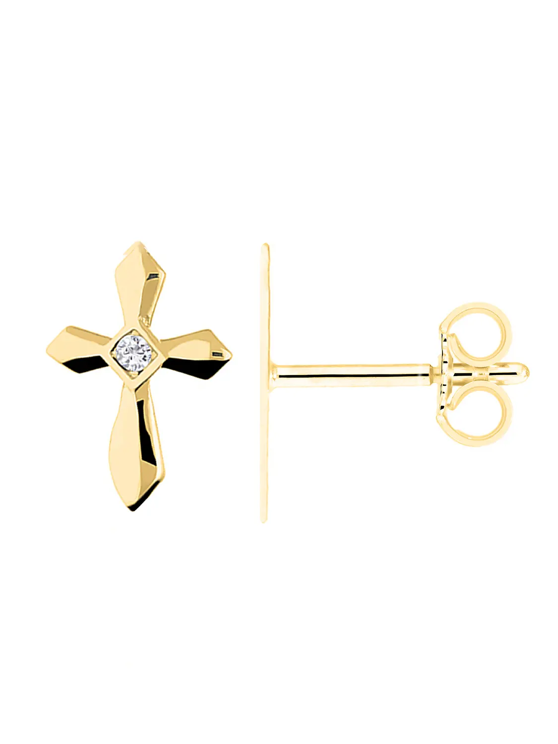 Faith - Damen & Mädchen Ohrringe 750 Gold Kreuze mit Zirkonia
