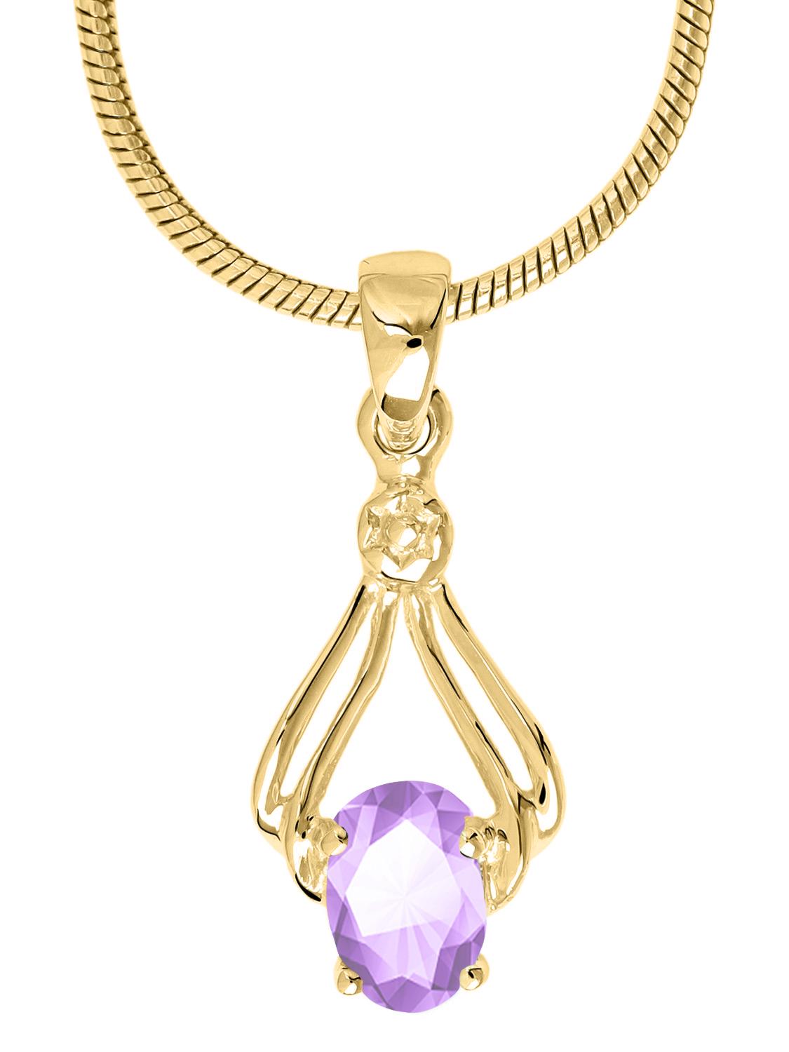 Damenanhänger aus echtem Gelbgold mit Amethyst Edelstein - Our Joy | Detailansicht