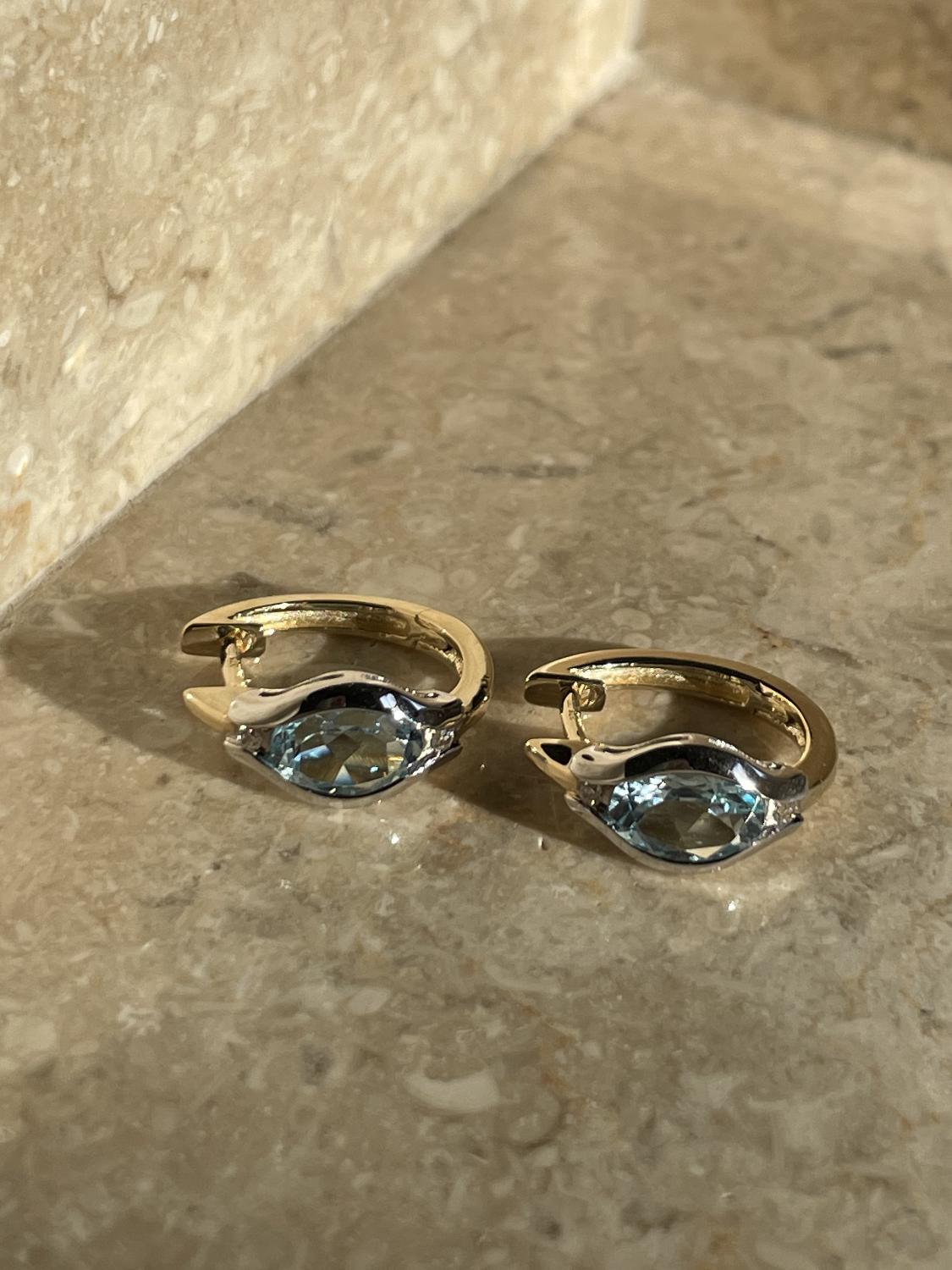 Athene - Damen Ohrringe Gold 375 Blautopas Zirkonia Edelsteinohrringe