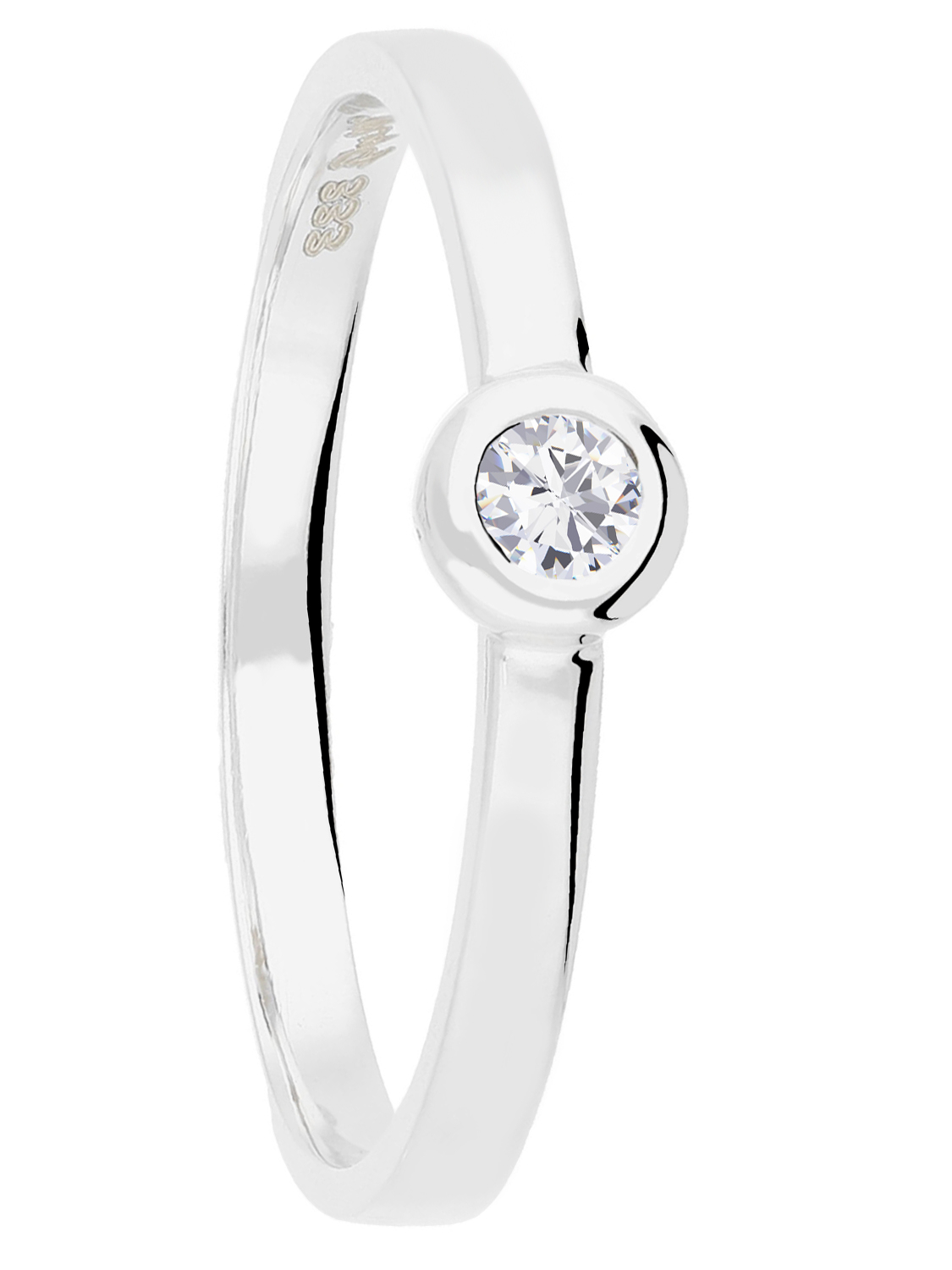 Verlobungsring aus echtem Weißgold mit Diamant - Lady Penelope | Seitenansicht