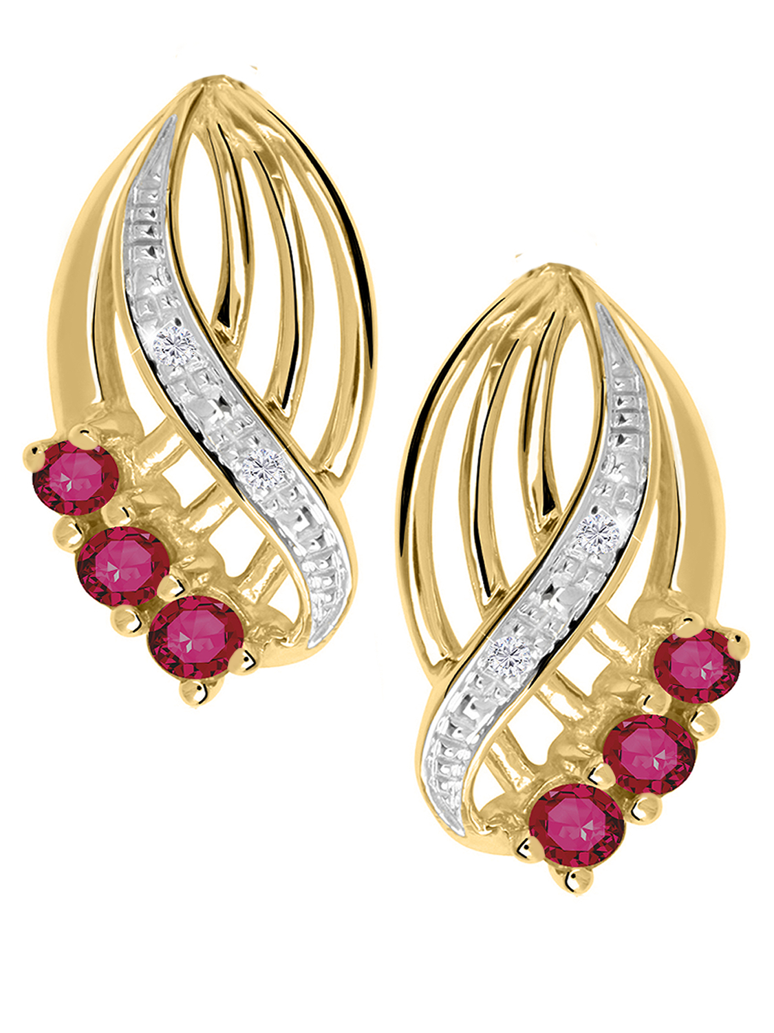 Our Lady - Diamant Rubin Edelsteinohrringe 333 Gold - 0,01ct.