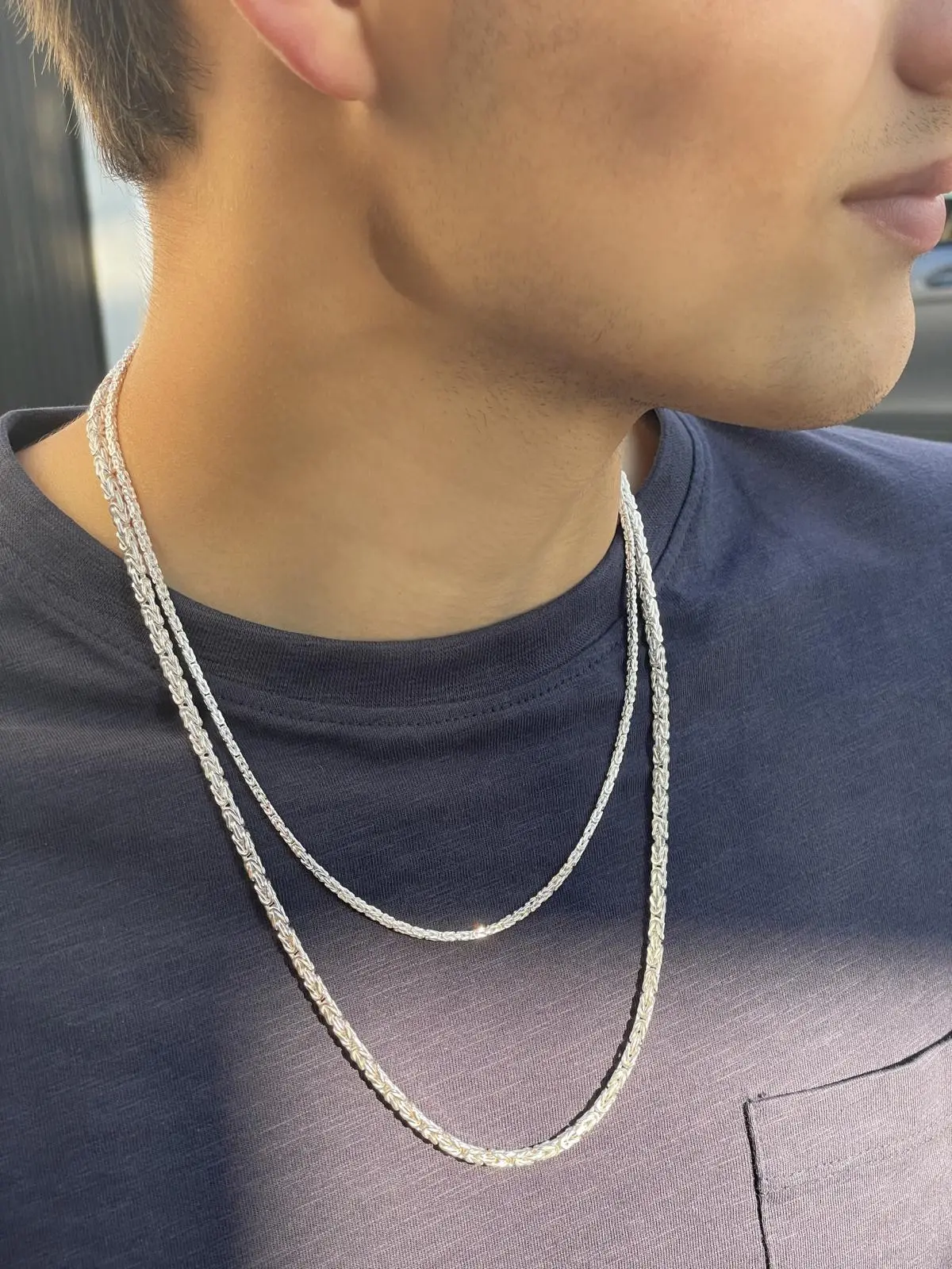 Kenmacho30 - Halskette 925 Sterlingsilber Karabiner - Breite 3 mm - Länge 60 cm Kenmacho30 - Halskette 925 Sterlingsilber Karabiner - Breite 3 mm - Länge 60 cm